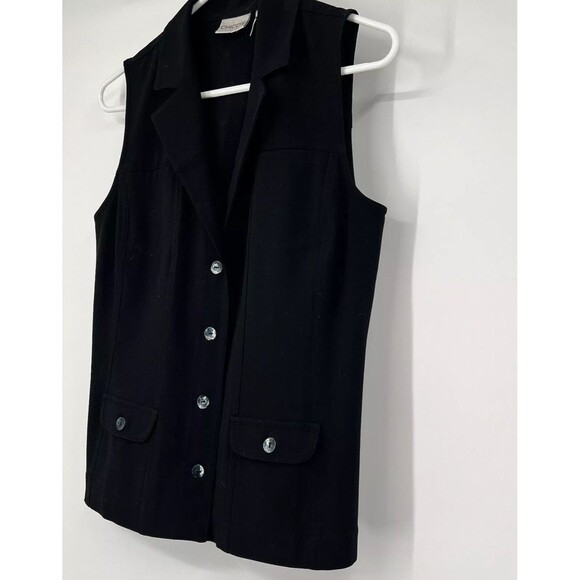 Chicos Small Black Sleevless Button Thick Vest Blouse Grunge Gothic Boho - Picture 3 of 9